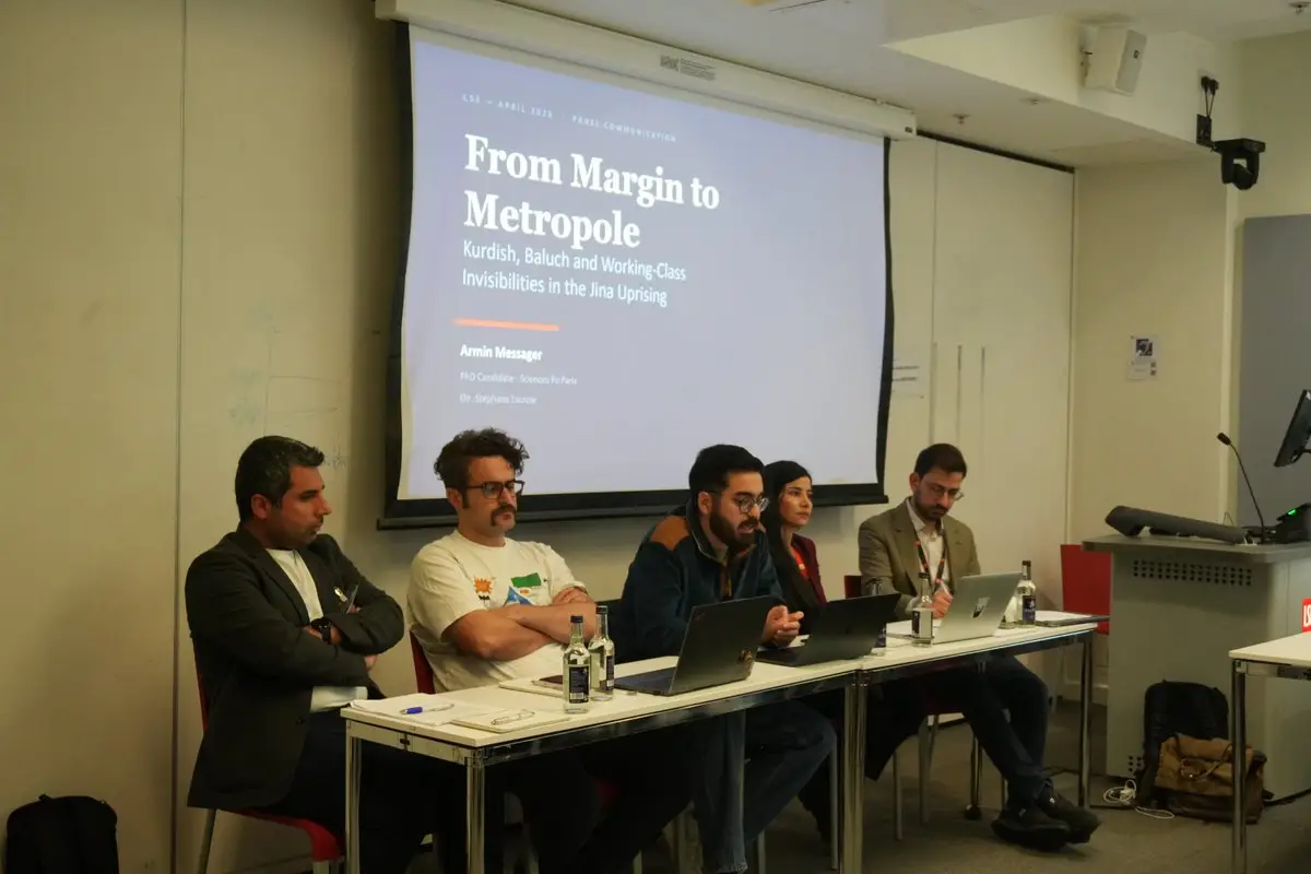 Soran Mansournia, Co-Founder of Hiwa Life, presenting at the Kurdish Studies Conference at the London School of Economics.
