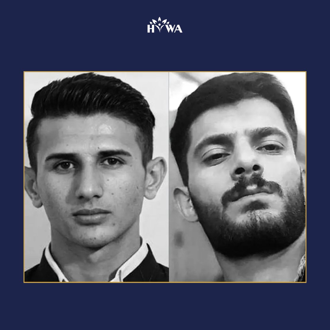 Portraits of Ramin Zela and Karim Maroufpoor, two Kurdish prisoners from Naghadeh who were secretly executed in Naghadeh Prison.